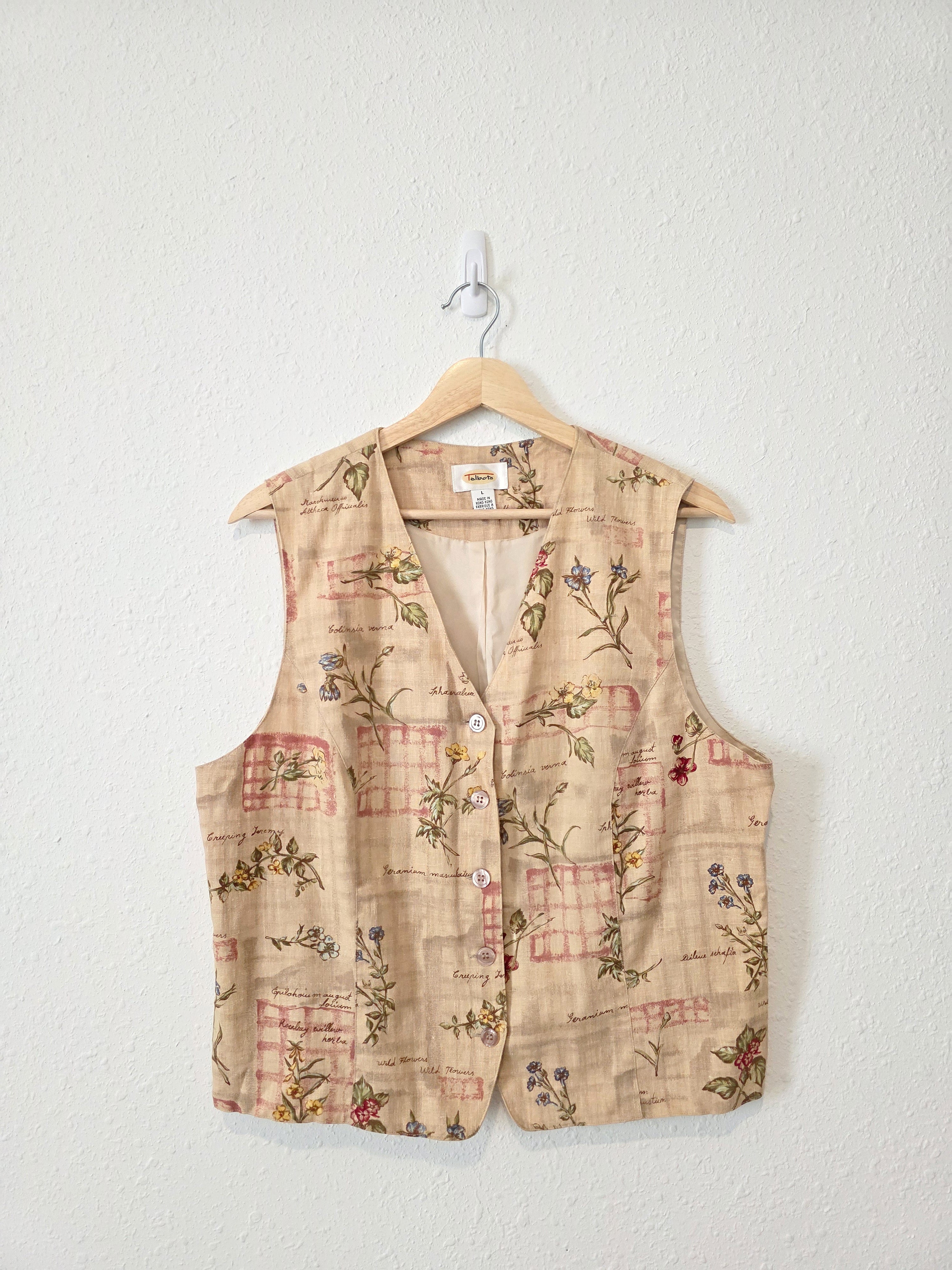Vintage Floral Cotton Linen Vest (L)