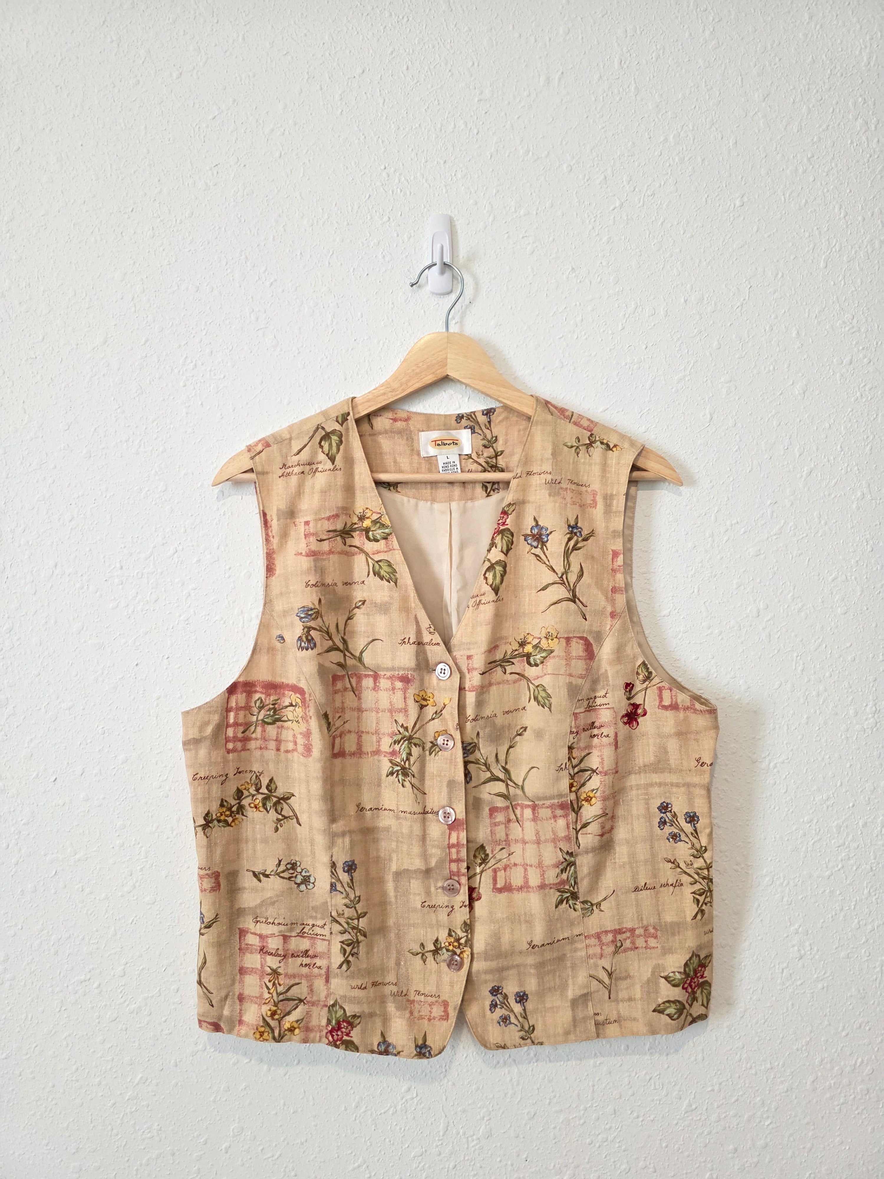 Vintage Floral Cotton Linen Vest (L)