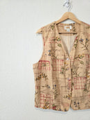 Vintage Floral Cotton Linen Vest (L)