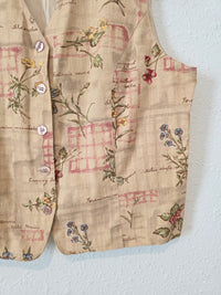 Vintage Floral Cotton Linen Vest (L)