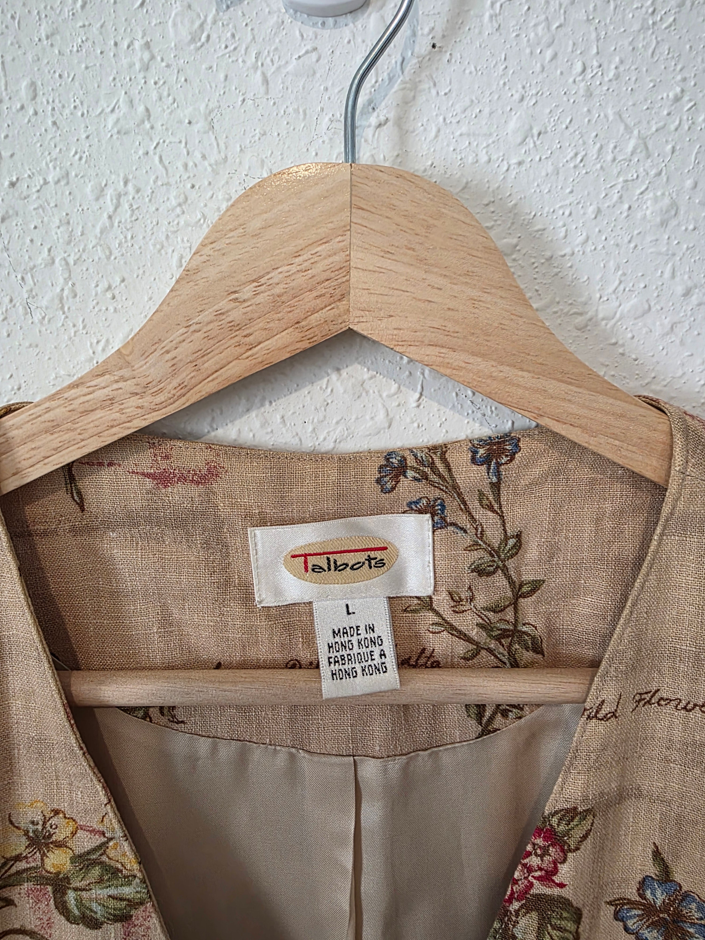 Vintage Floral Cotton Linen Vest (L)