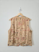 Vintage Floral Cotton Linen Vest (L)