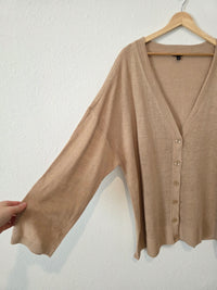 Neutral Linen Cardigan Sweater (3X)