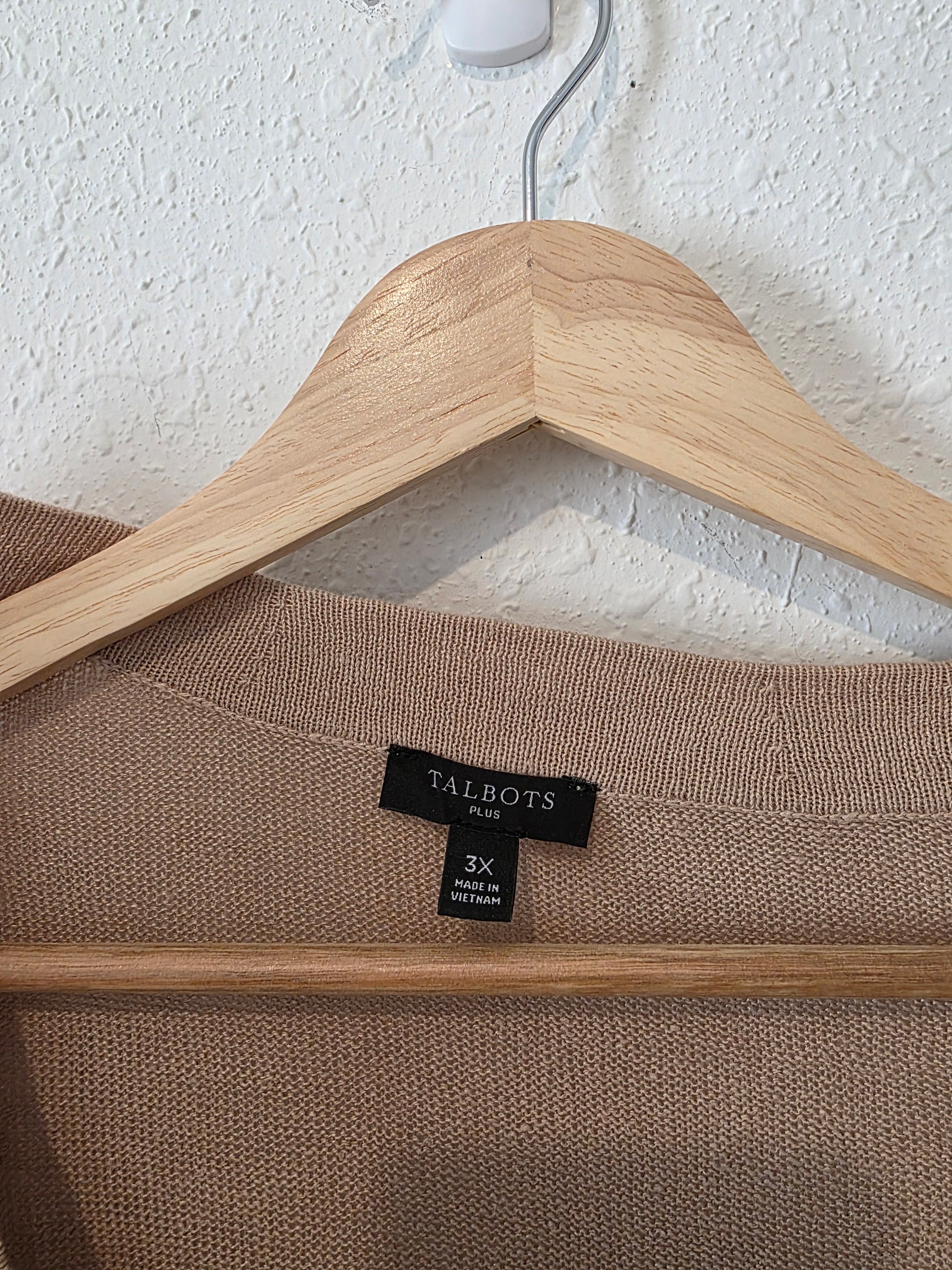 Neutral Linen Cardigan Sweater (3X)