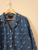 Vintage Floral Embroidered Denim Button Up (XL)