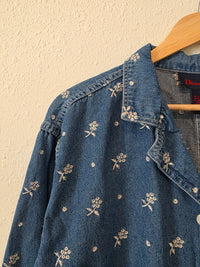 Vintage Floral Embroidered Denim Button Up (XL)