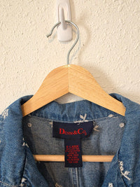 Vintage Floral Embroidered Denim Button Up (XL)