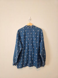 Vintage Floral Embroidered Denim Button Up (XL)