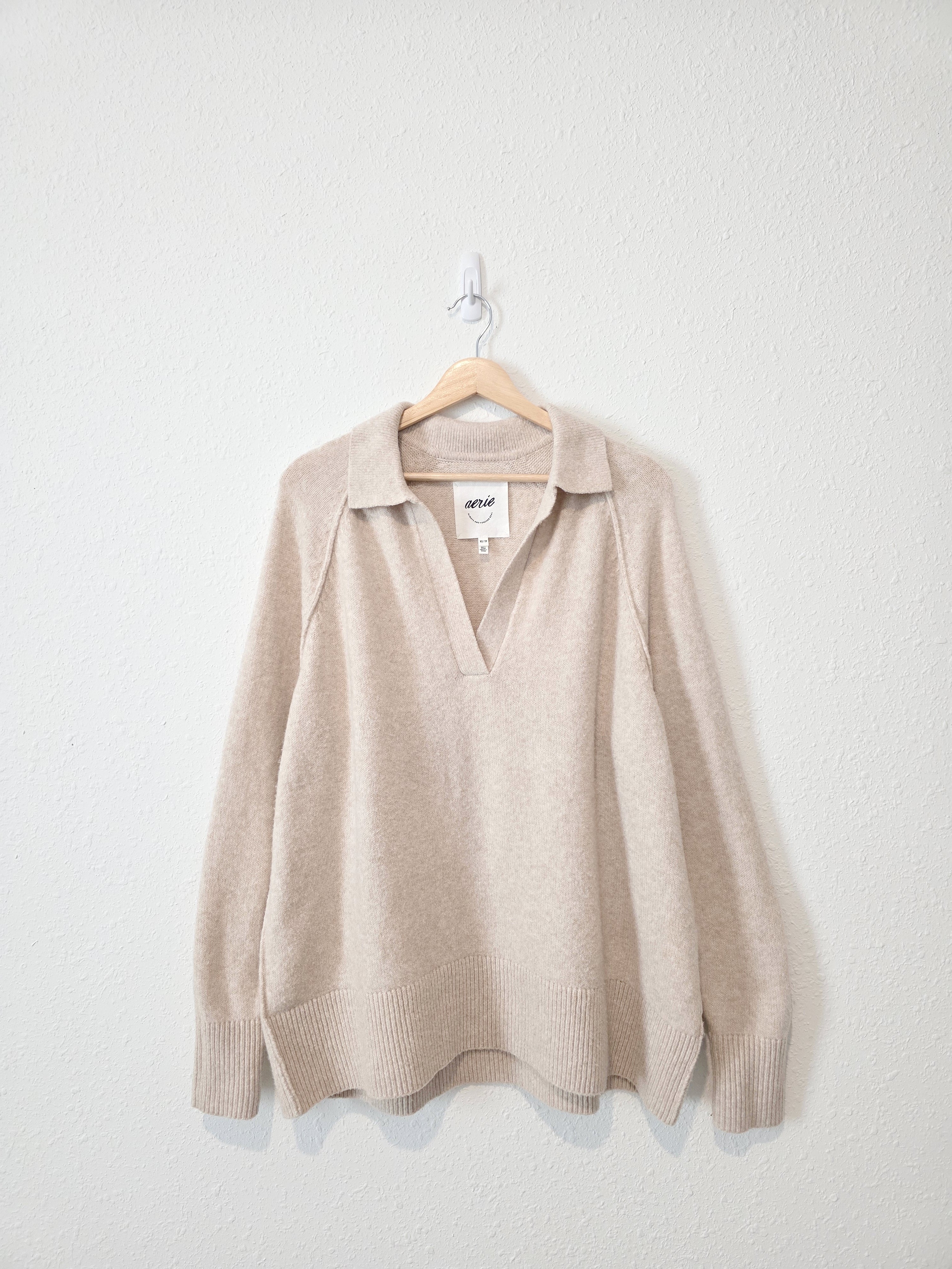 Aerie V Neck Oversized Sweater (XS)