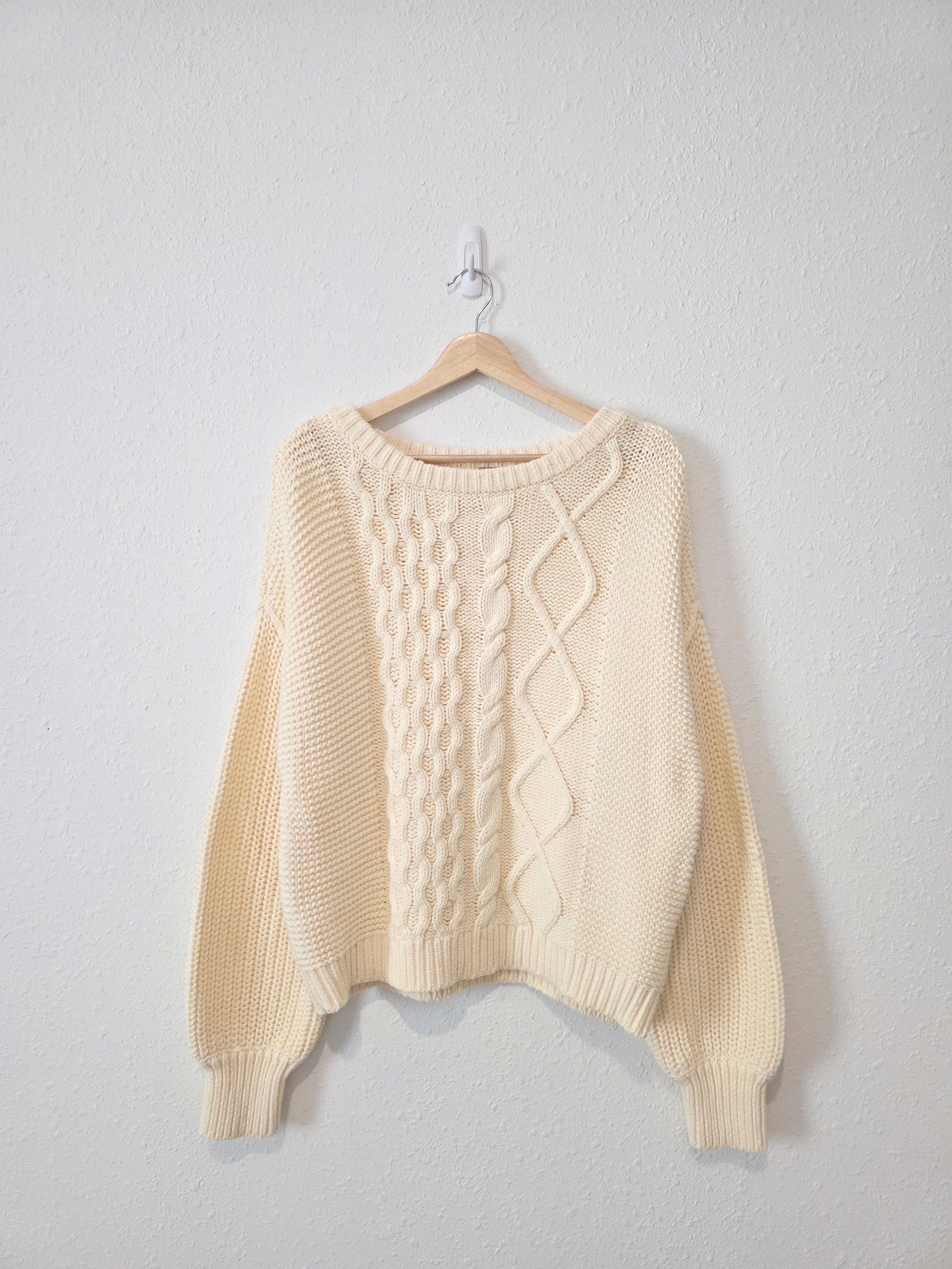 Free People Chunky Cable Knit Sweater (M)