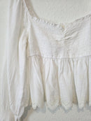 White Cotton Smocked Top (L)