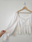 White Cotton Smocked Top (L)