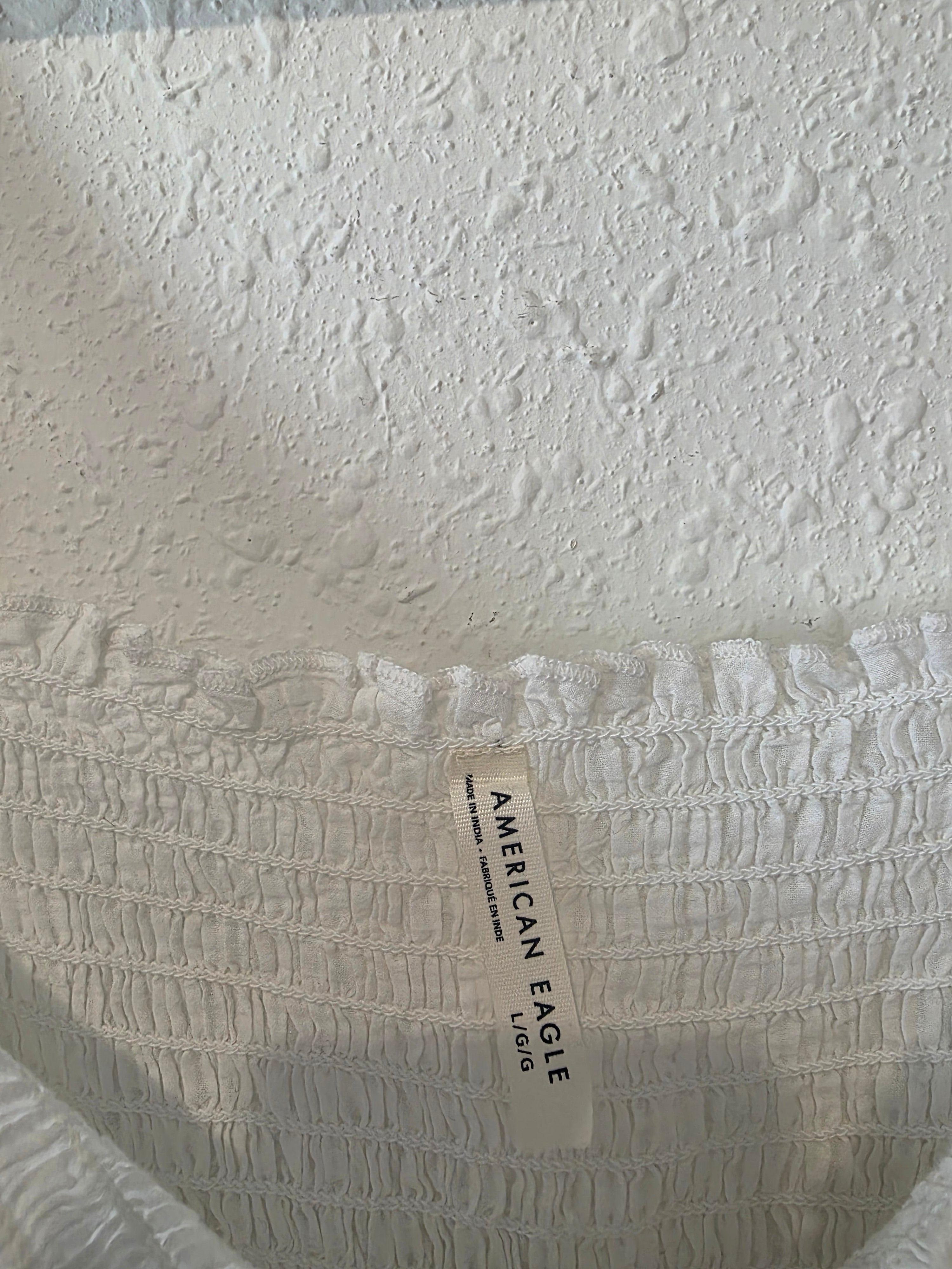 White Cotton Smocked Top (L)
