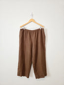 Chocolate Brown Linen Wide Leg Pants (L)