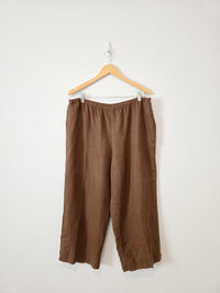 Chocolate Brown Linen Wide Leg Pants (L)