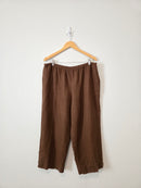 Chocolate Brown Linen Wide Leg Pants (L)