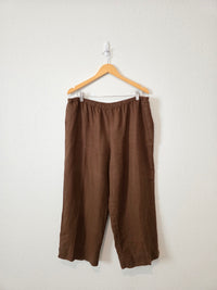 Chocolate Brown Linen Wide Leg Pants (L)