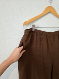 Chocolate Brown Linen Wide Leg Pants (L)
