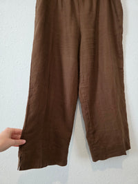 Chocolate Brown Linen Wide Leg Pants (L)