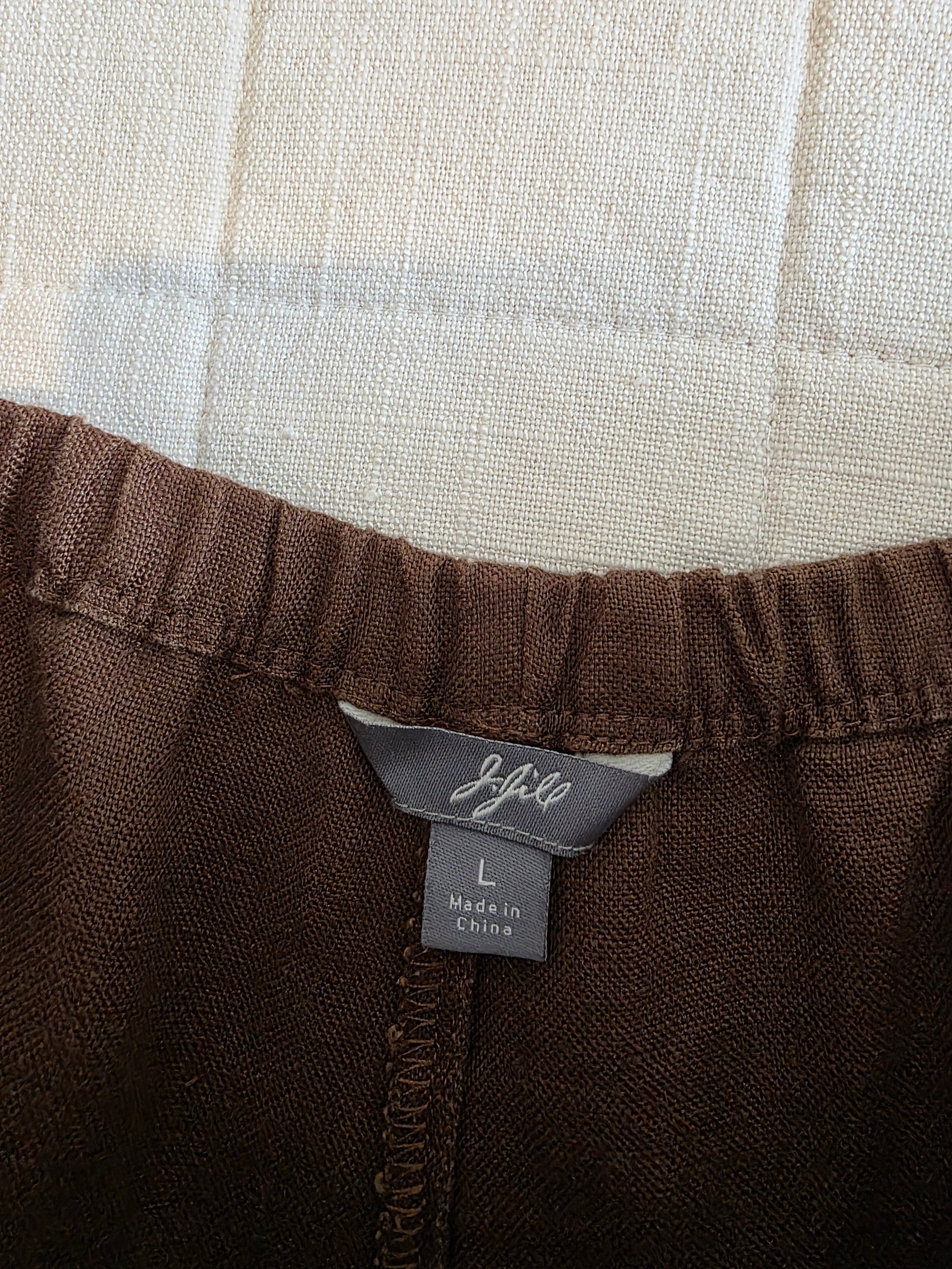 Chocolate Brown Linen Wide Leg Pants (L)