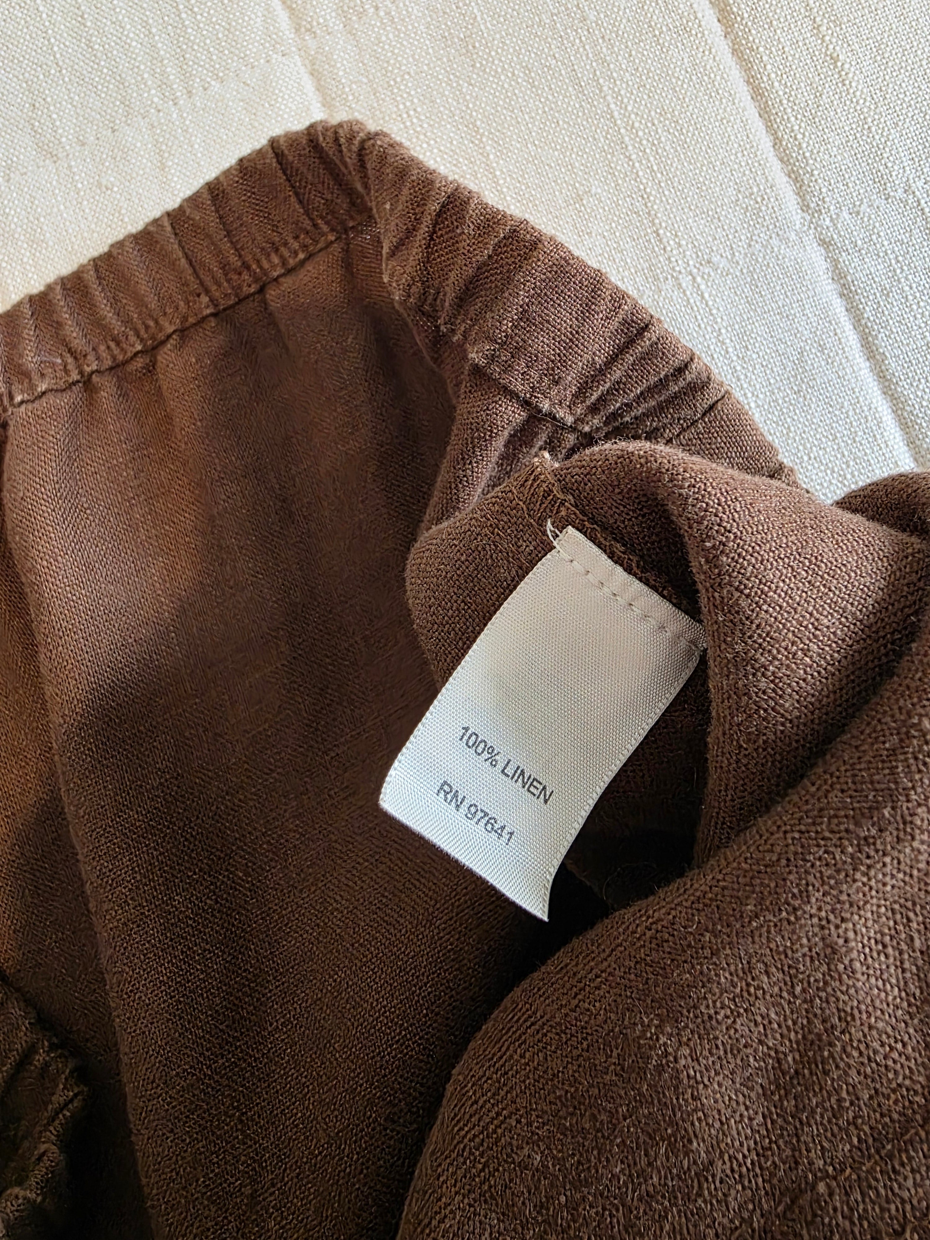 Chocolate Brown Linen Wide Leg Pants (L)