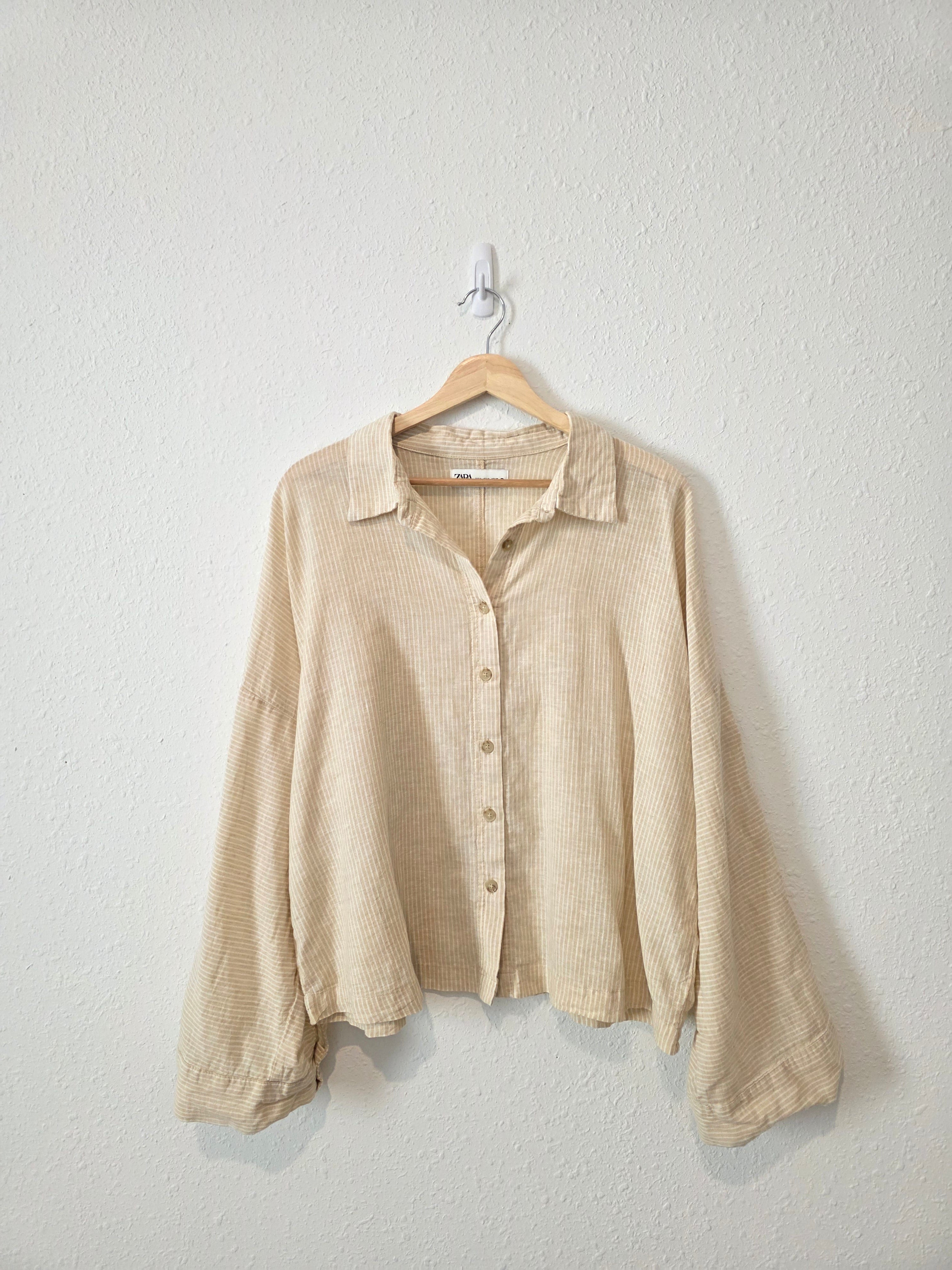 Zara Oversized Striped Button Up (M)