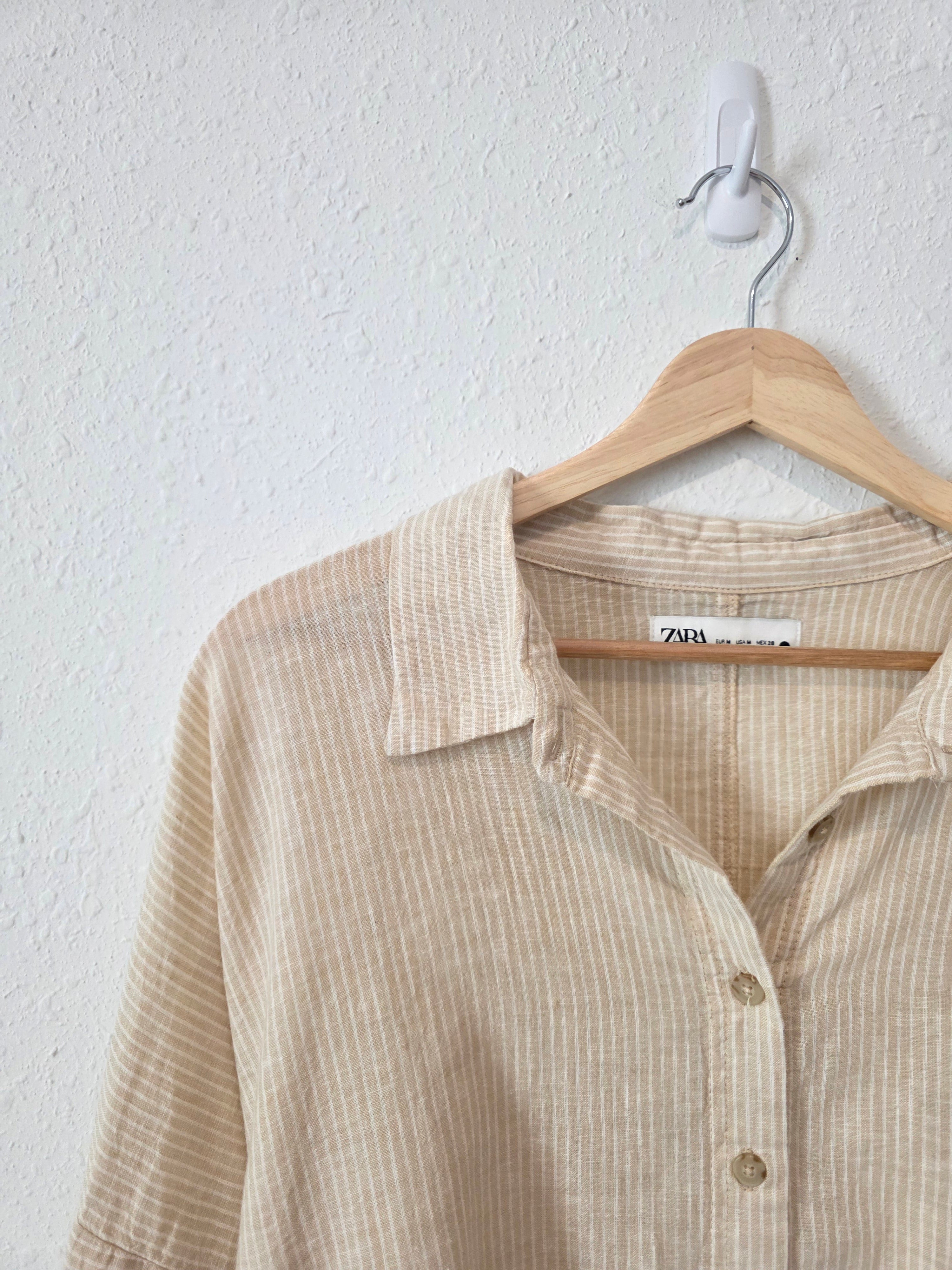 Zara Oversized Striped Button Up (M)