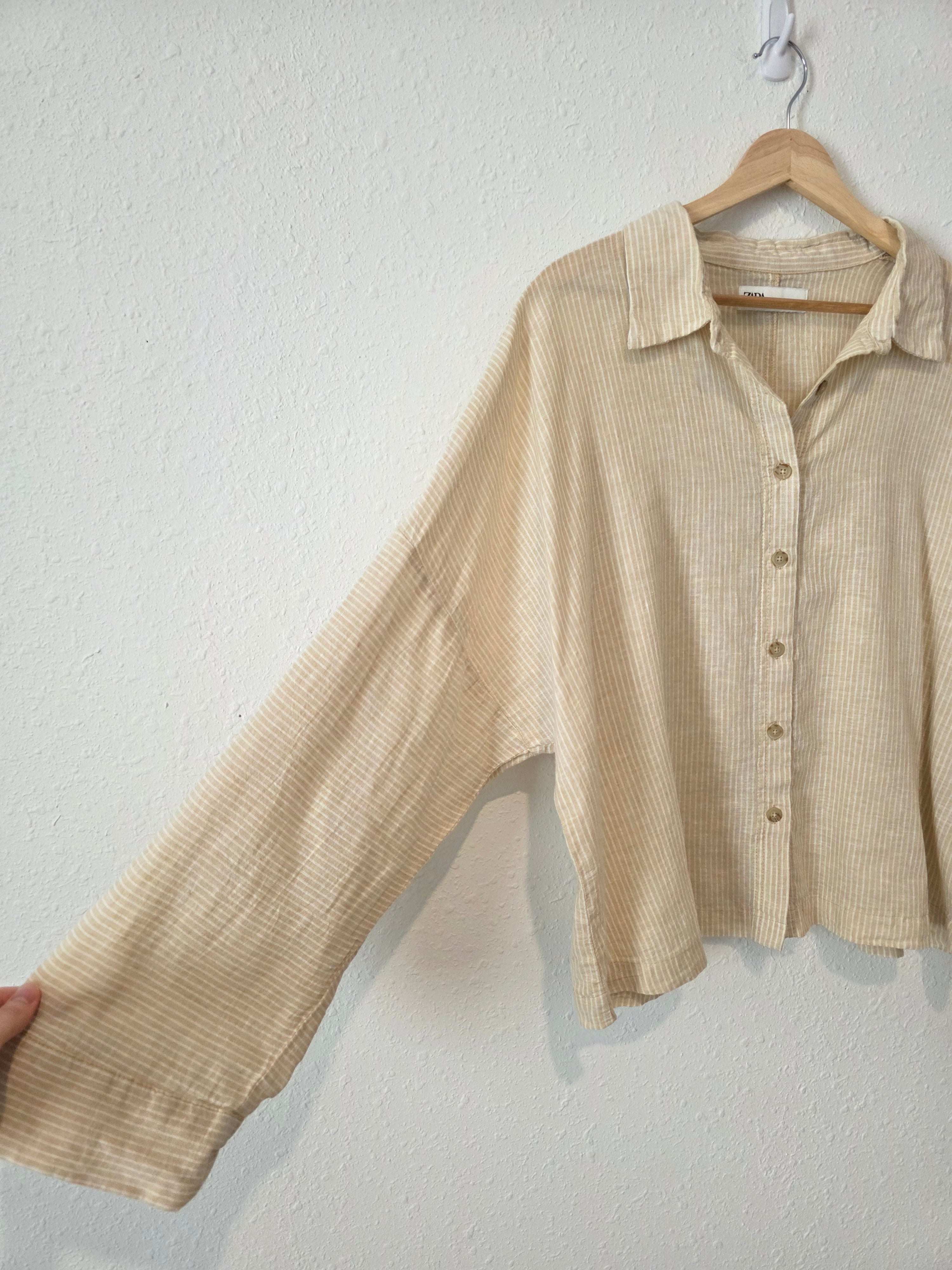 Zara Oversized Striped Button Up (M)