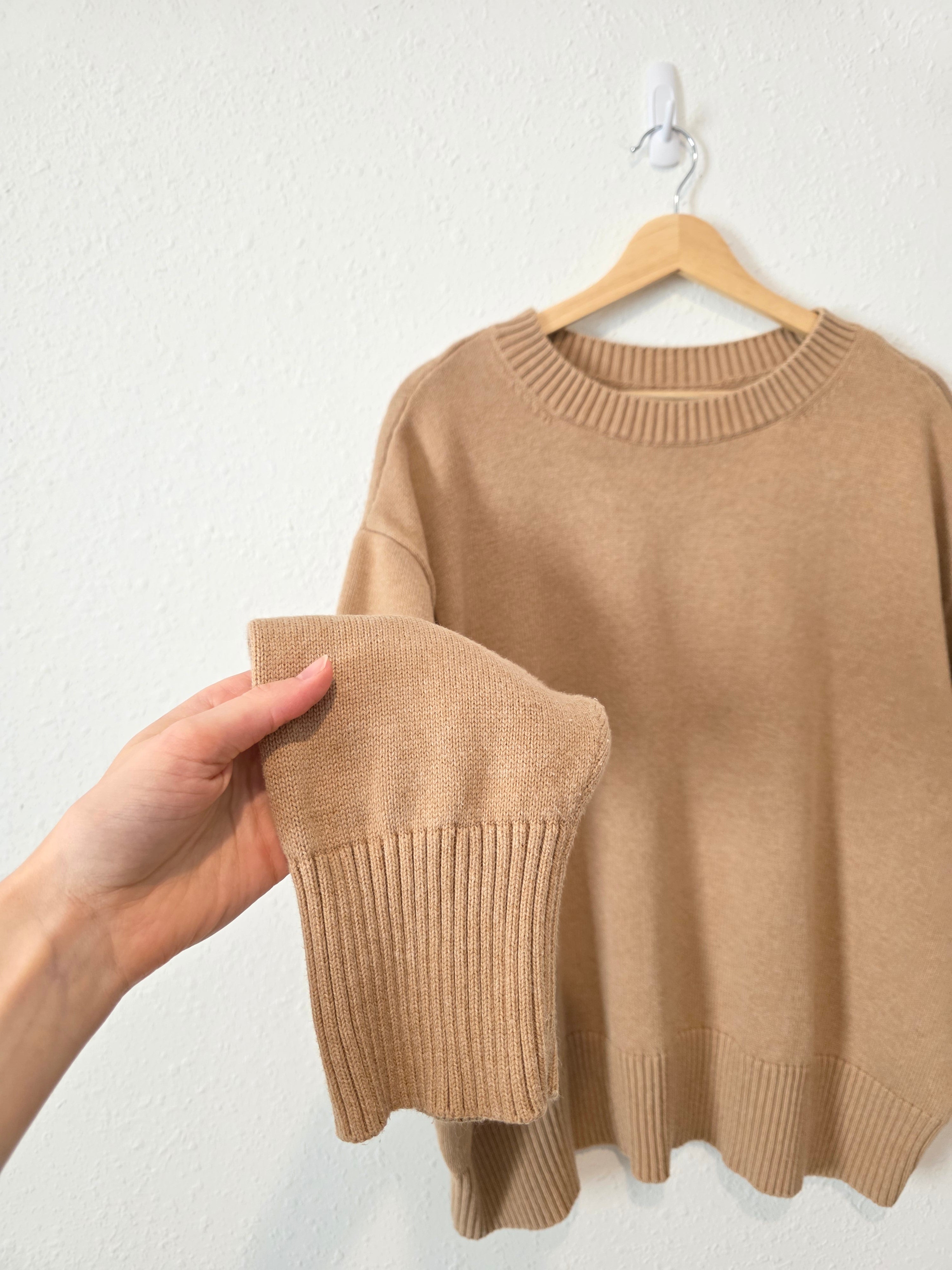 Lands End Camel Cotton Sweater (1X)