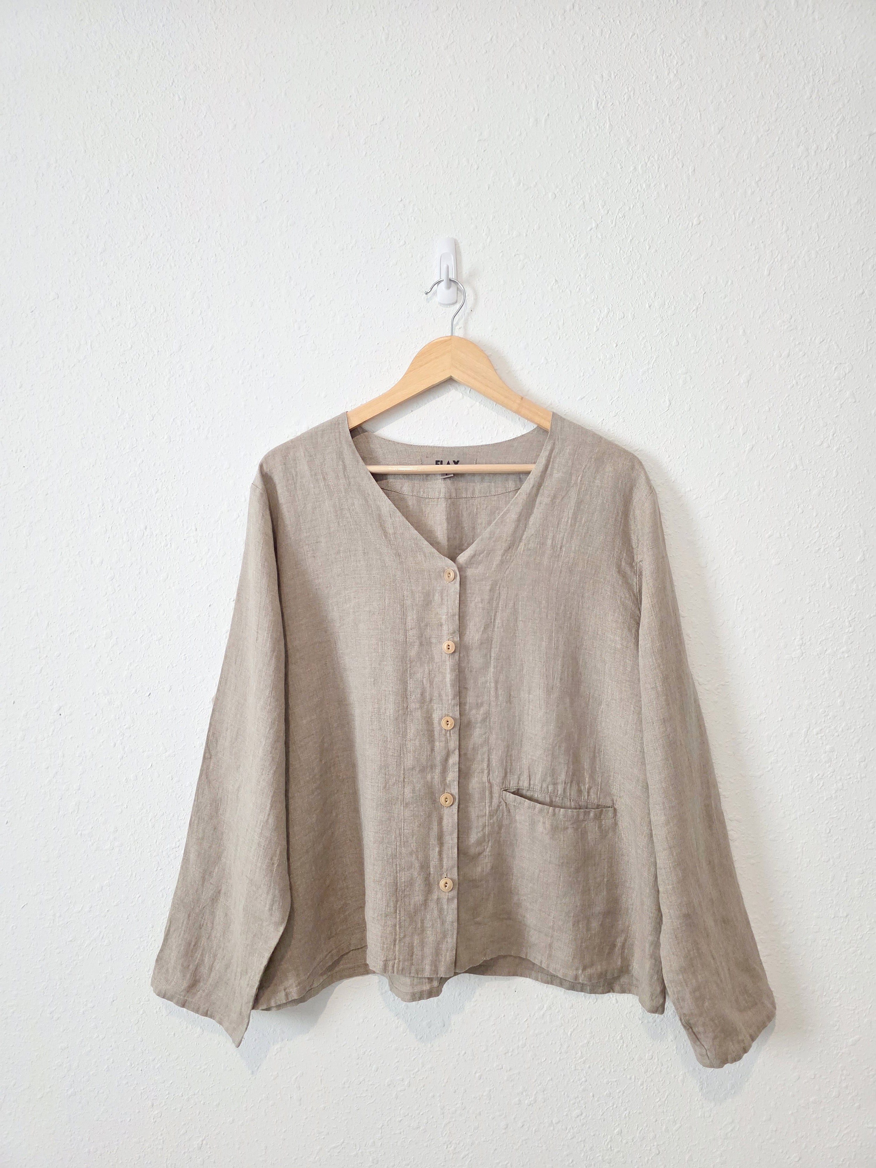 Flax Oversized Button Up Linen Shirt (L)