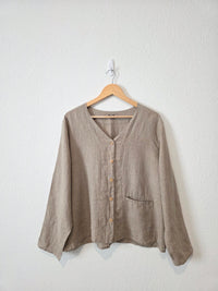 Flax Oversized Button Up Linen Shirt (L)