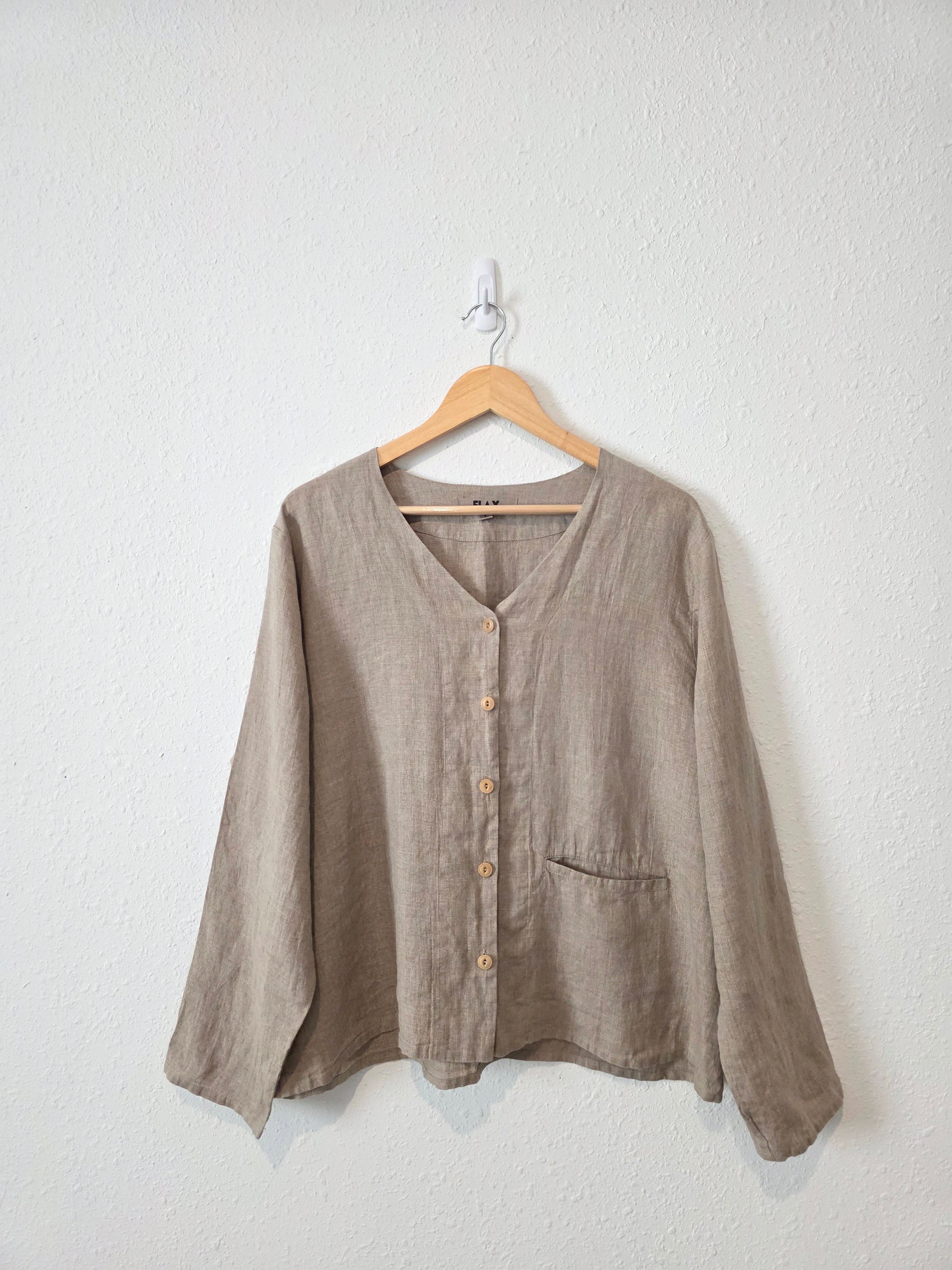 Flax Oversized Button Up Linen Shirt (L)