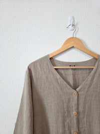 Flax Oversized Button Up Linen Shirt (L)