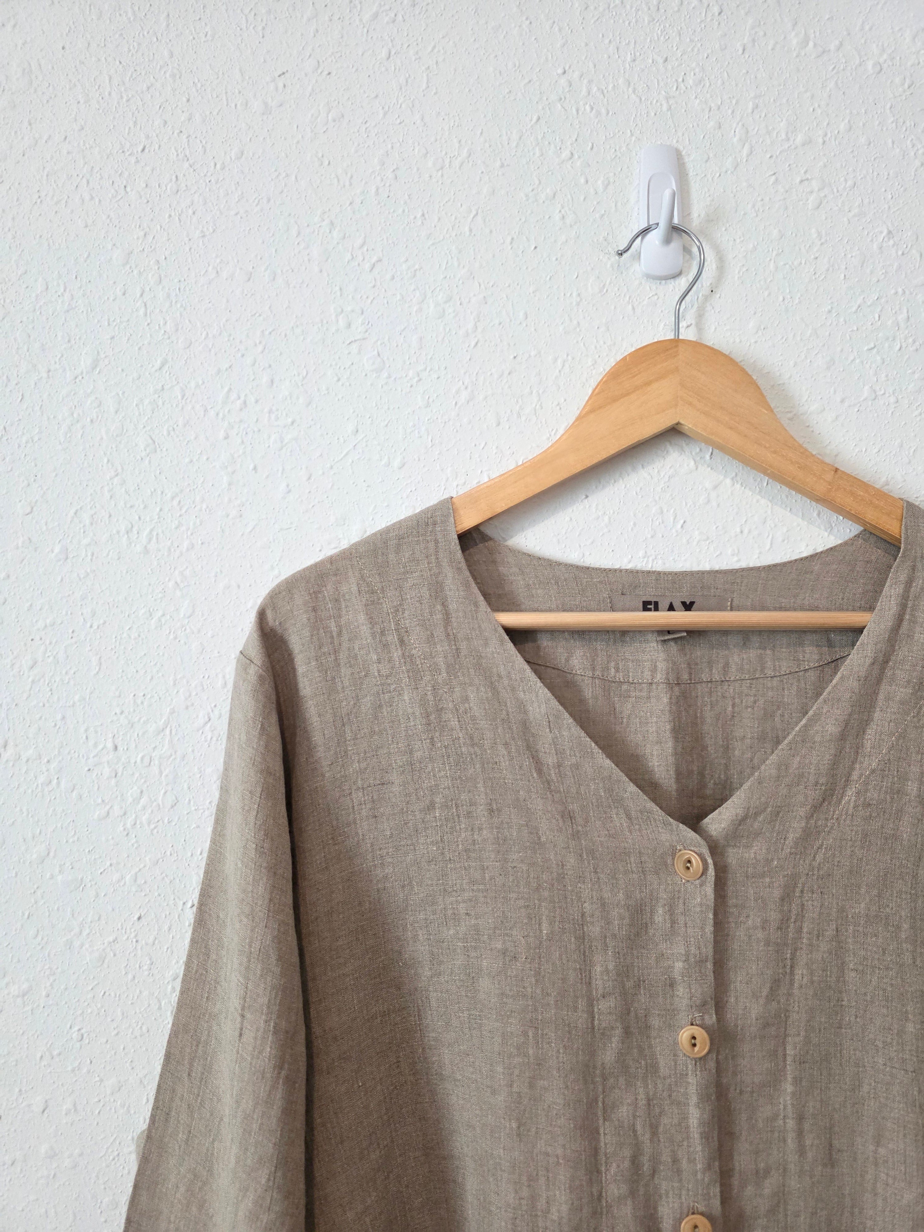 Flax Oversized Button Up Linen Shirt (L)