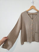 Flax Oversized Button Up Linen Shirt (L)