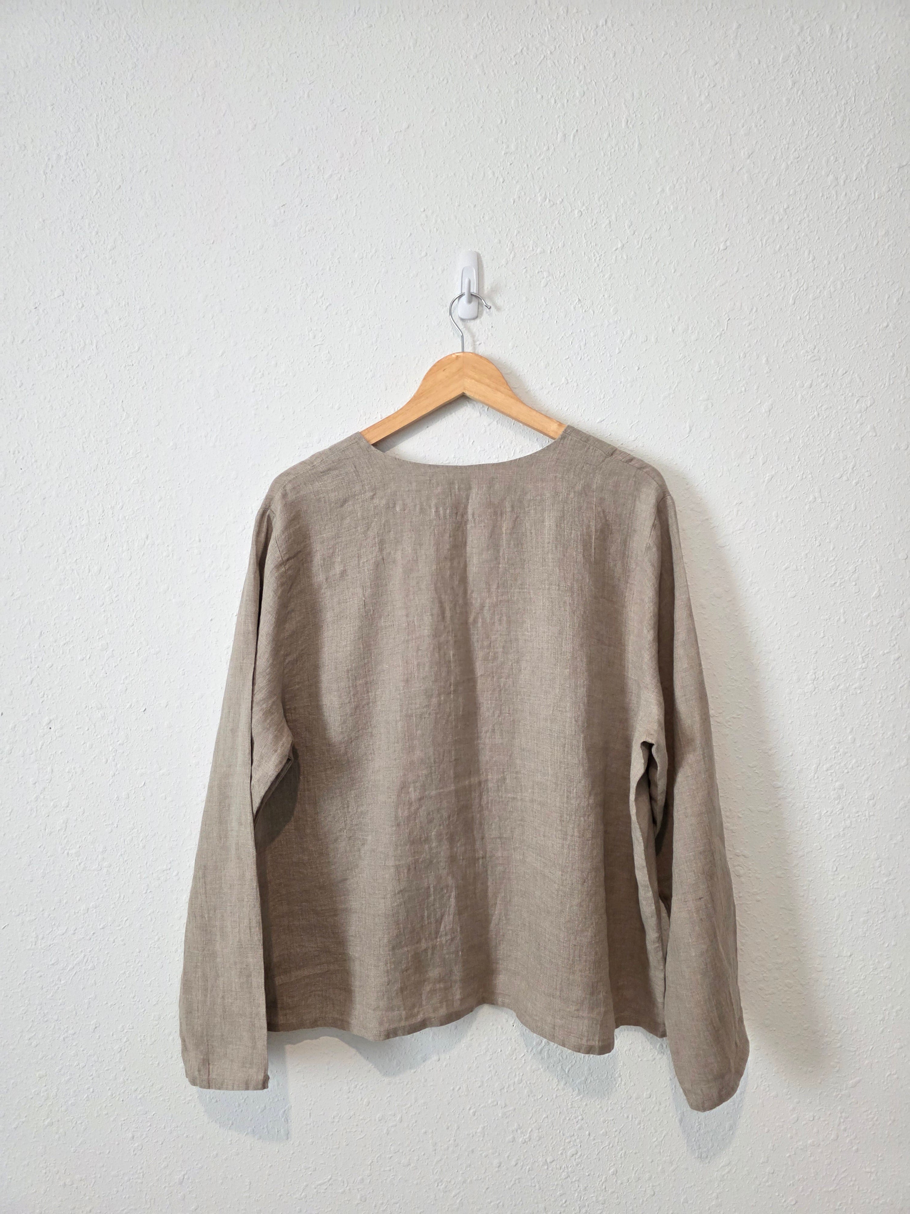 Flax Oversized Button Up Linen Shirt (L)
