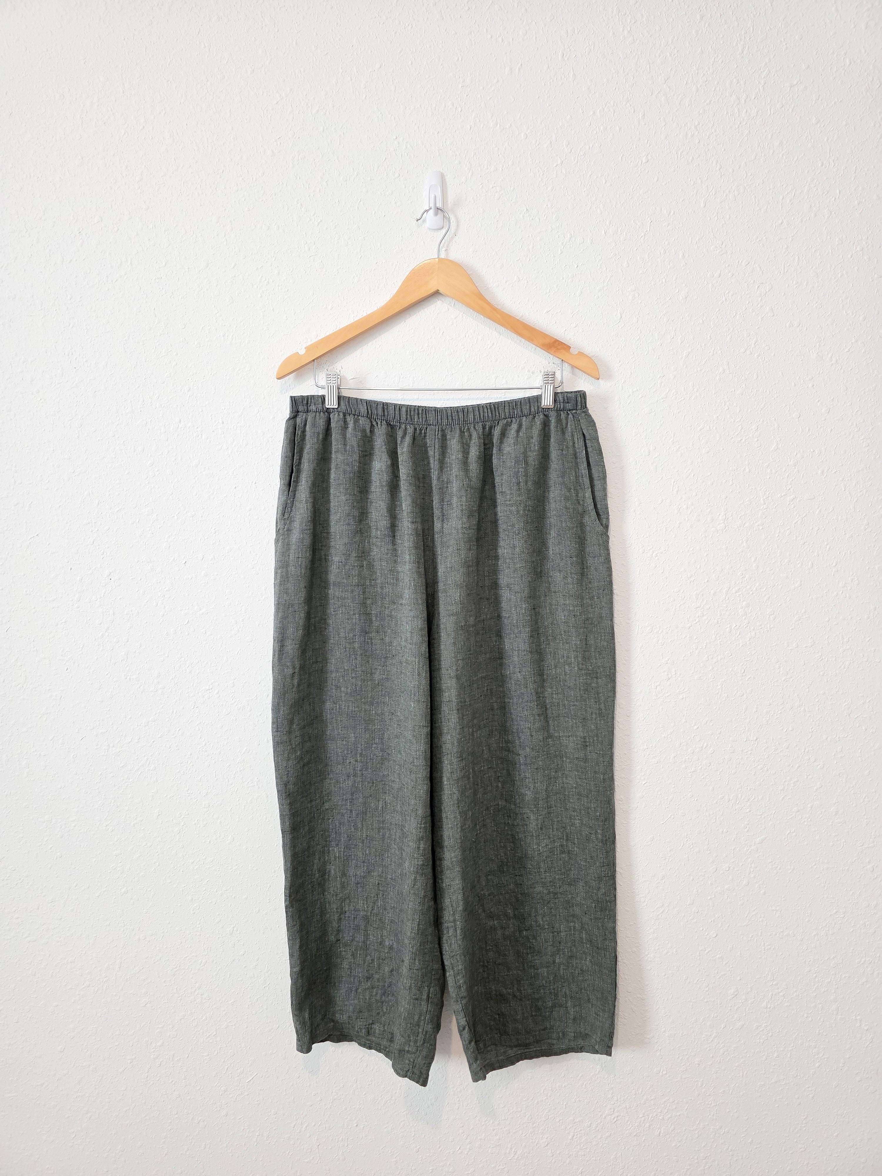 Flax Forest Green Linen Pants (M)