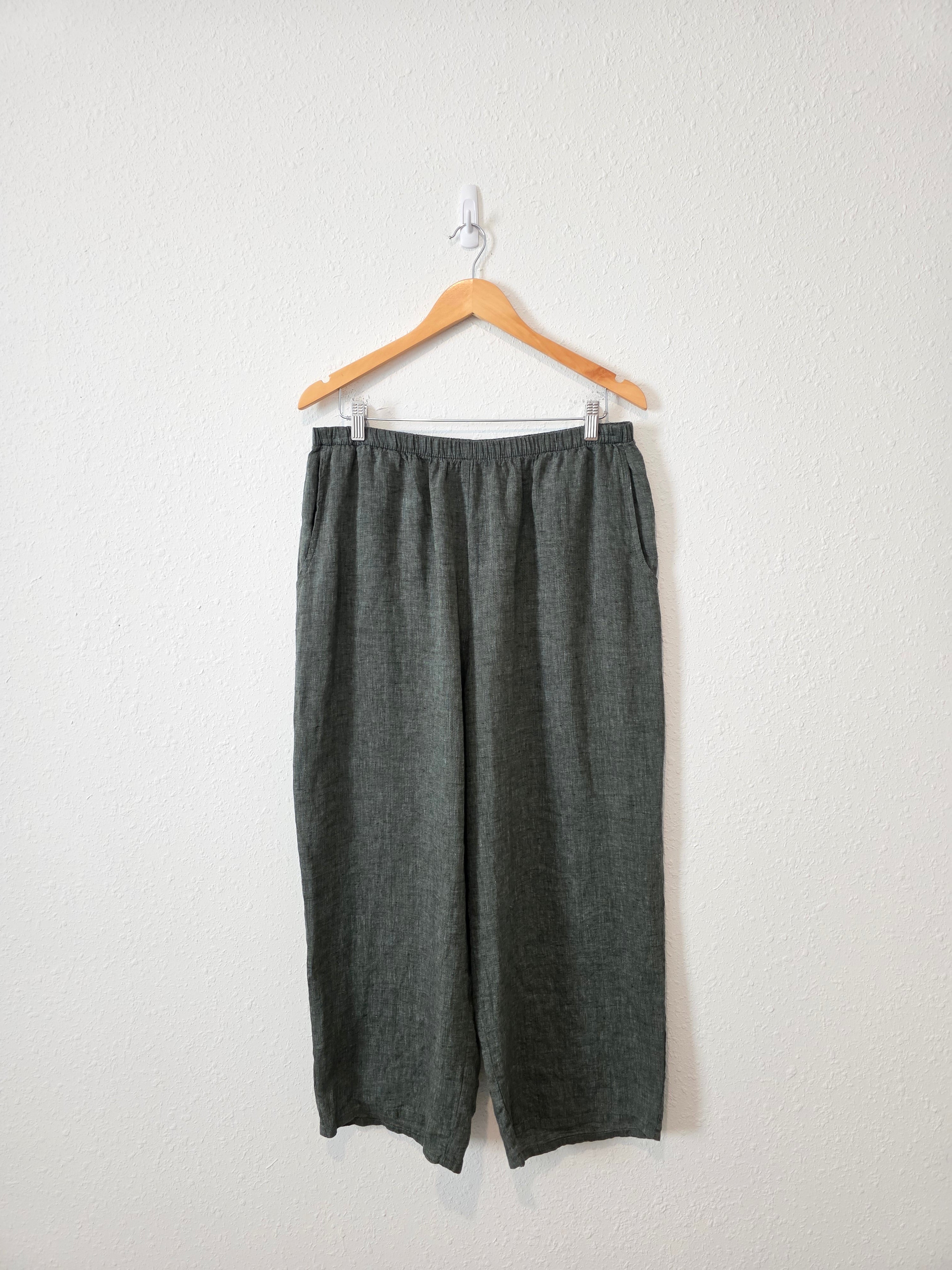 Flax Forest Green Linen Pants (M)