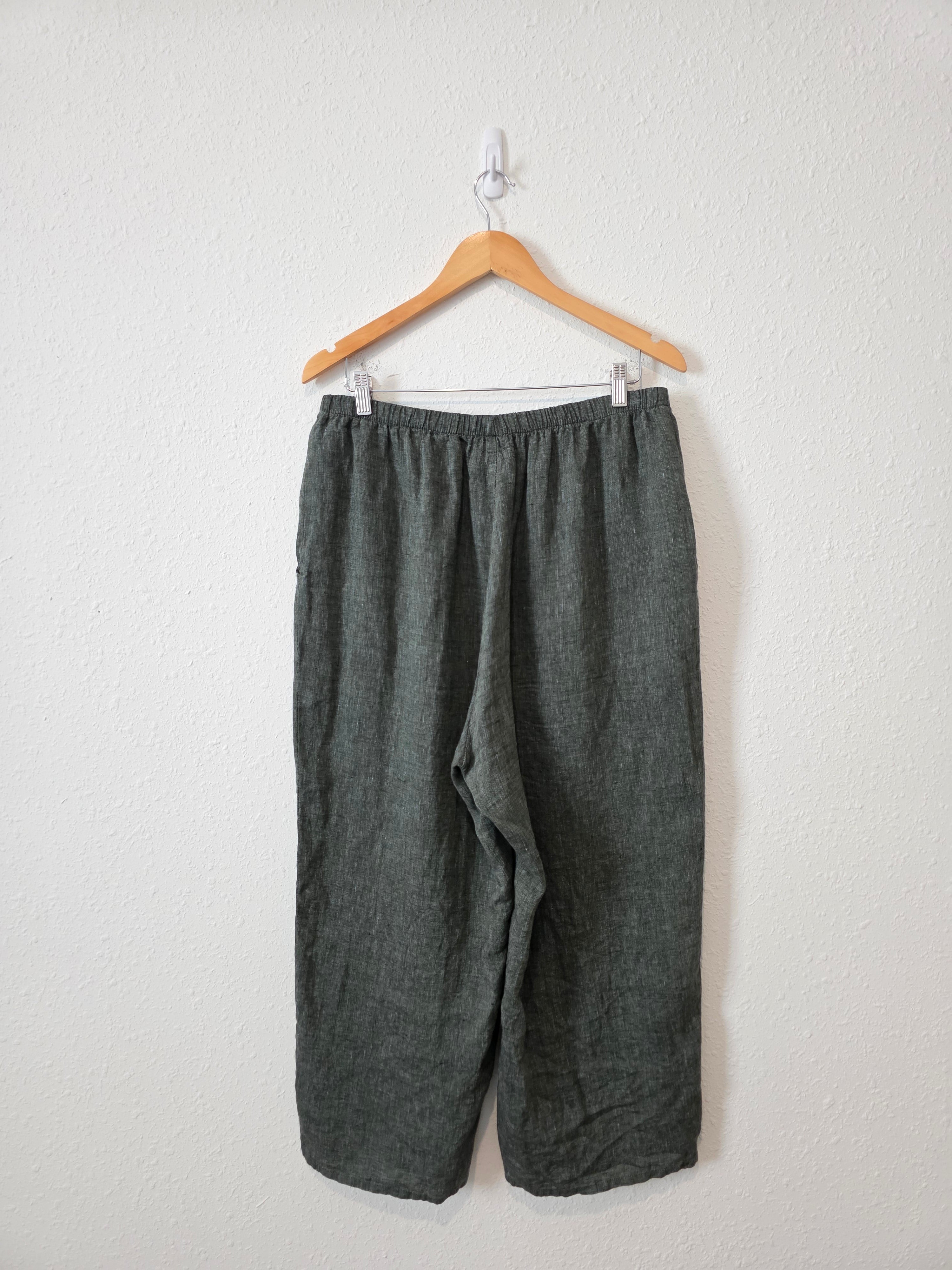 Flax Forest Green Linen Pants (M)