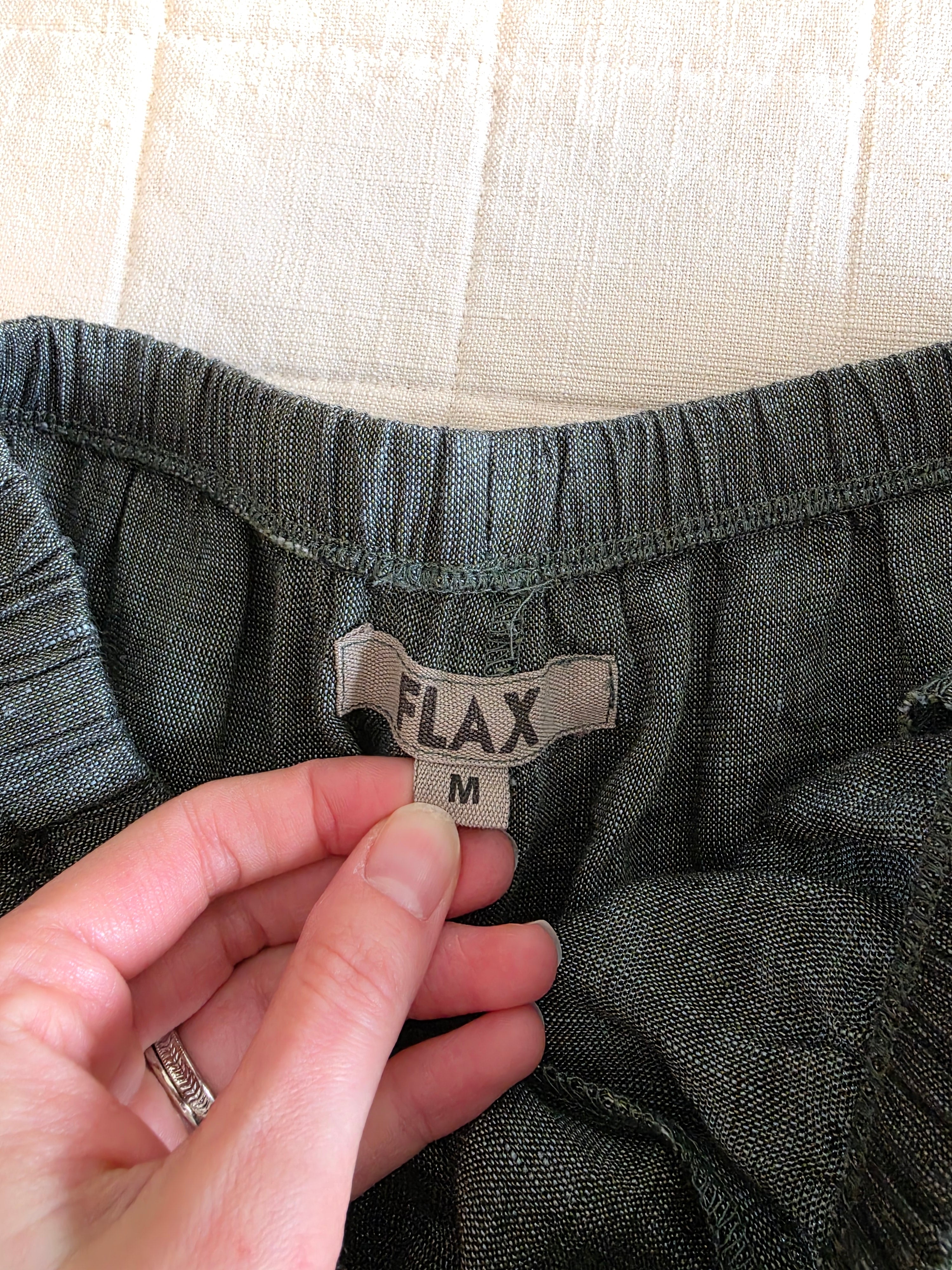 Flax Forest Green Linen Pants (M)