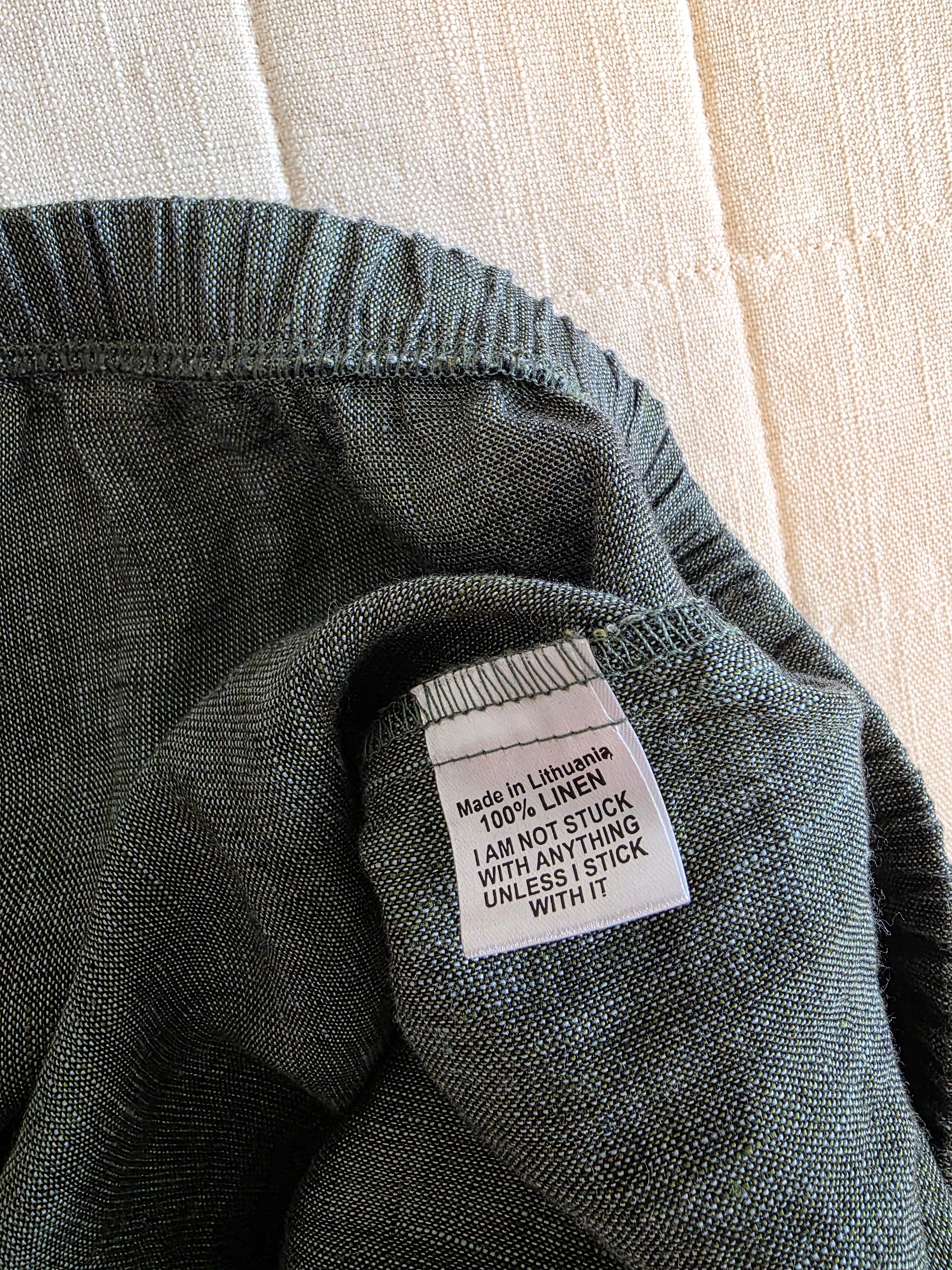 Flax Forest Green Linen Pants (M)