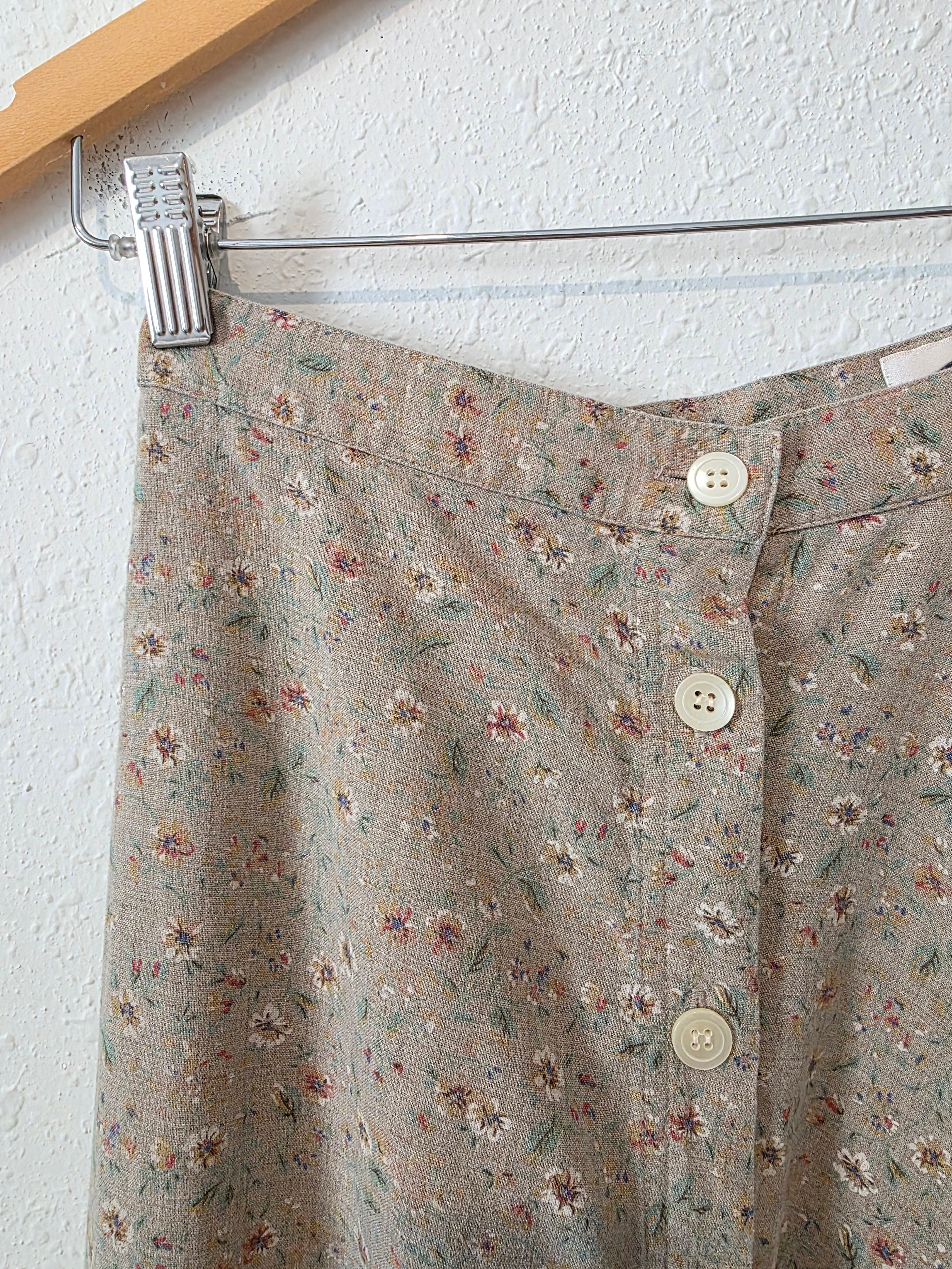 Vintage Floral Linen Blend Skirt (23)
