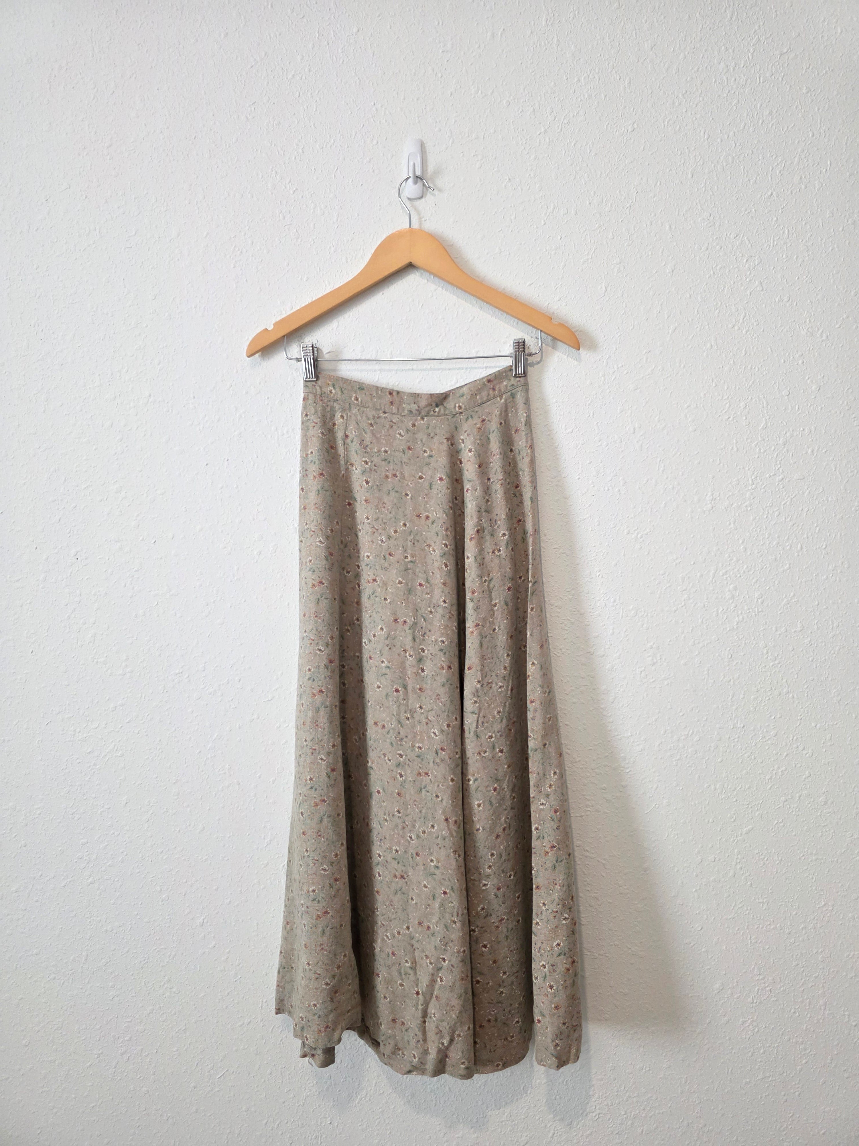 Vintage Floral Linen Blend Skirt (23)