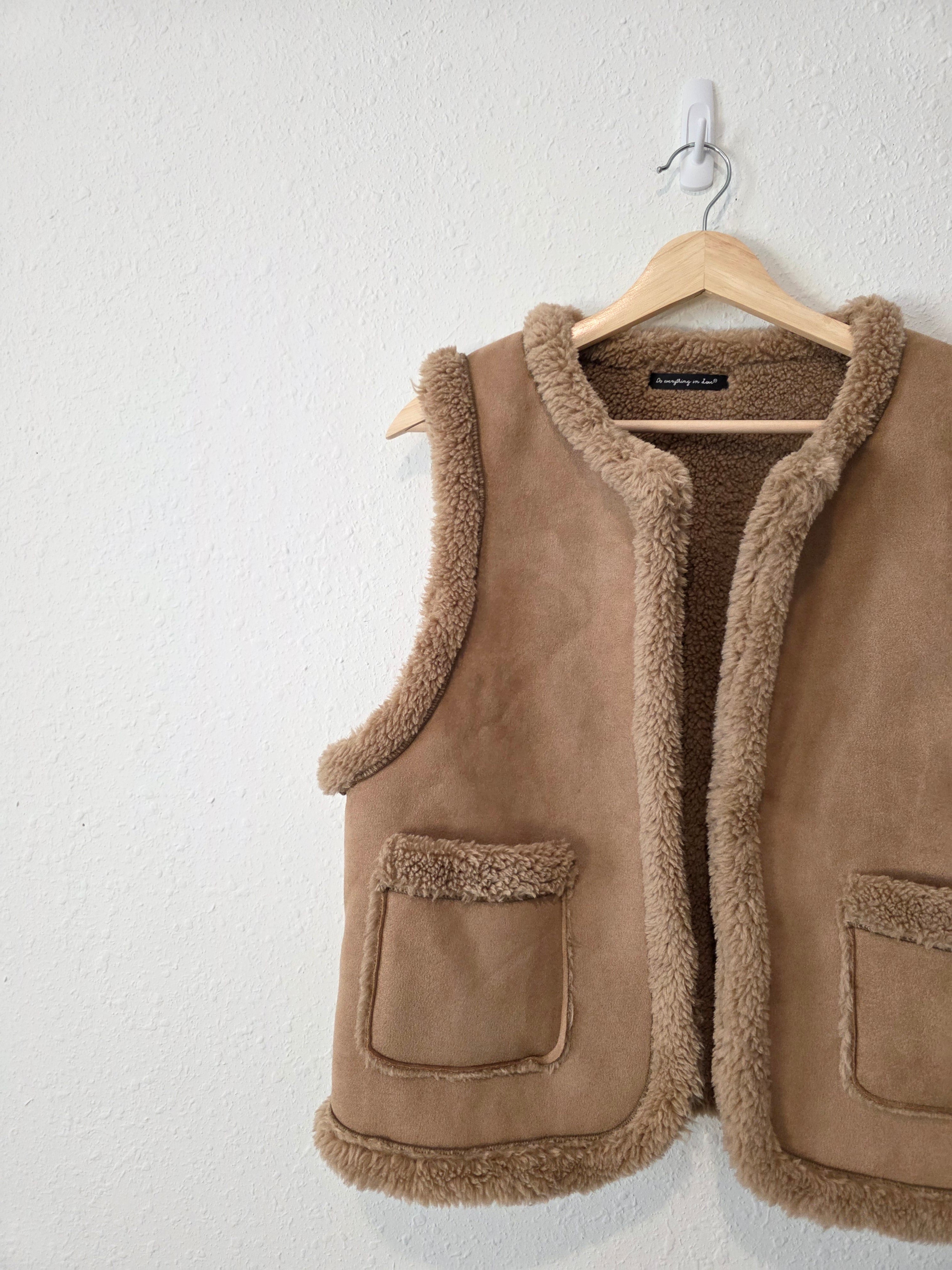 Faux Suede Sherpa Vest (S-L)