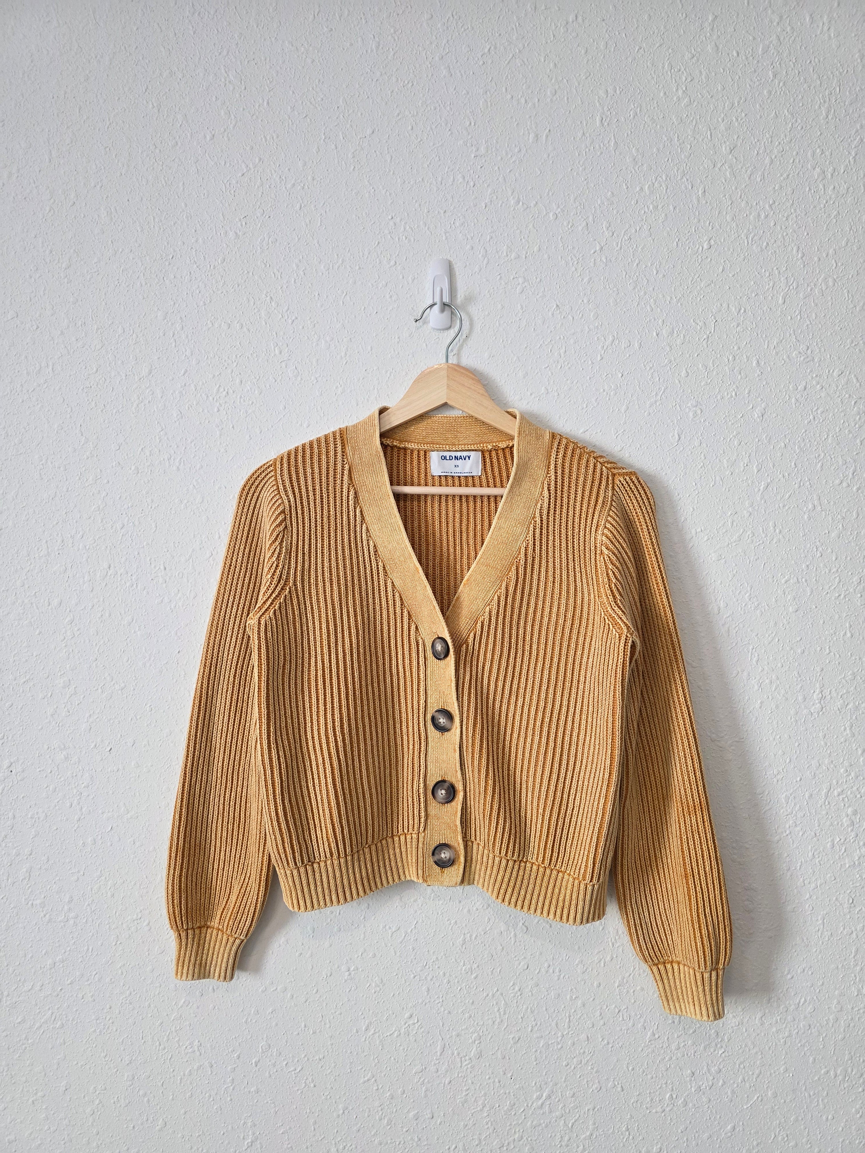 Mustard Cotton Cardigan Sweater (XS)