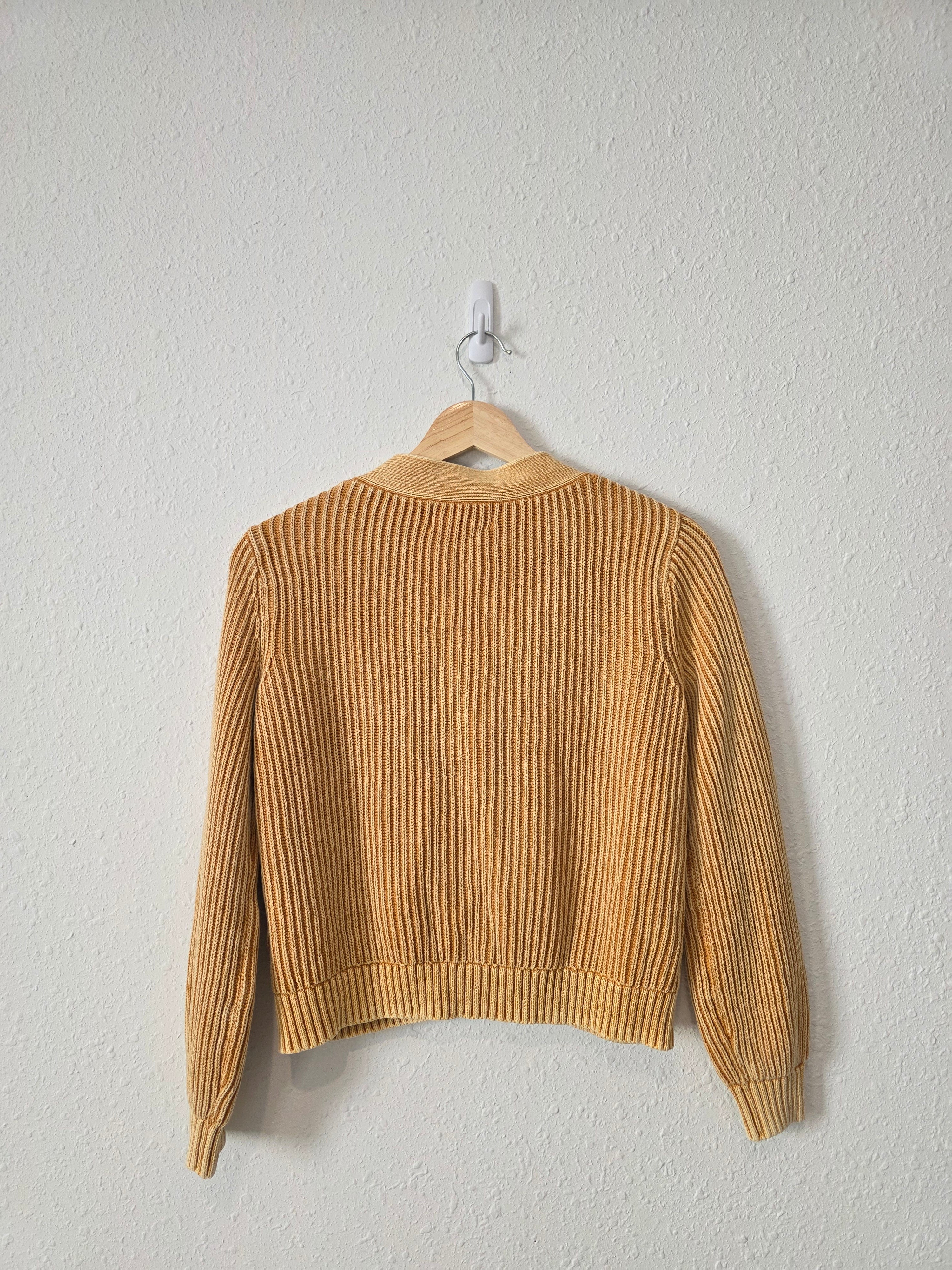 Mustard Cotton Cardigan Sweater (XS)