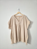 Zenana Neutral Cotton Gauze Top (3X)