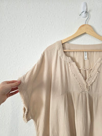 Zenana Neutral Cotton Gauze Top (3X)