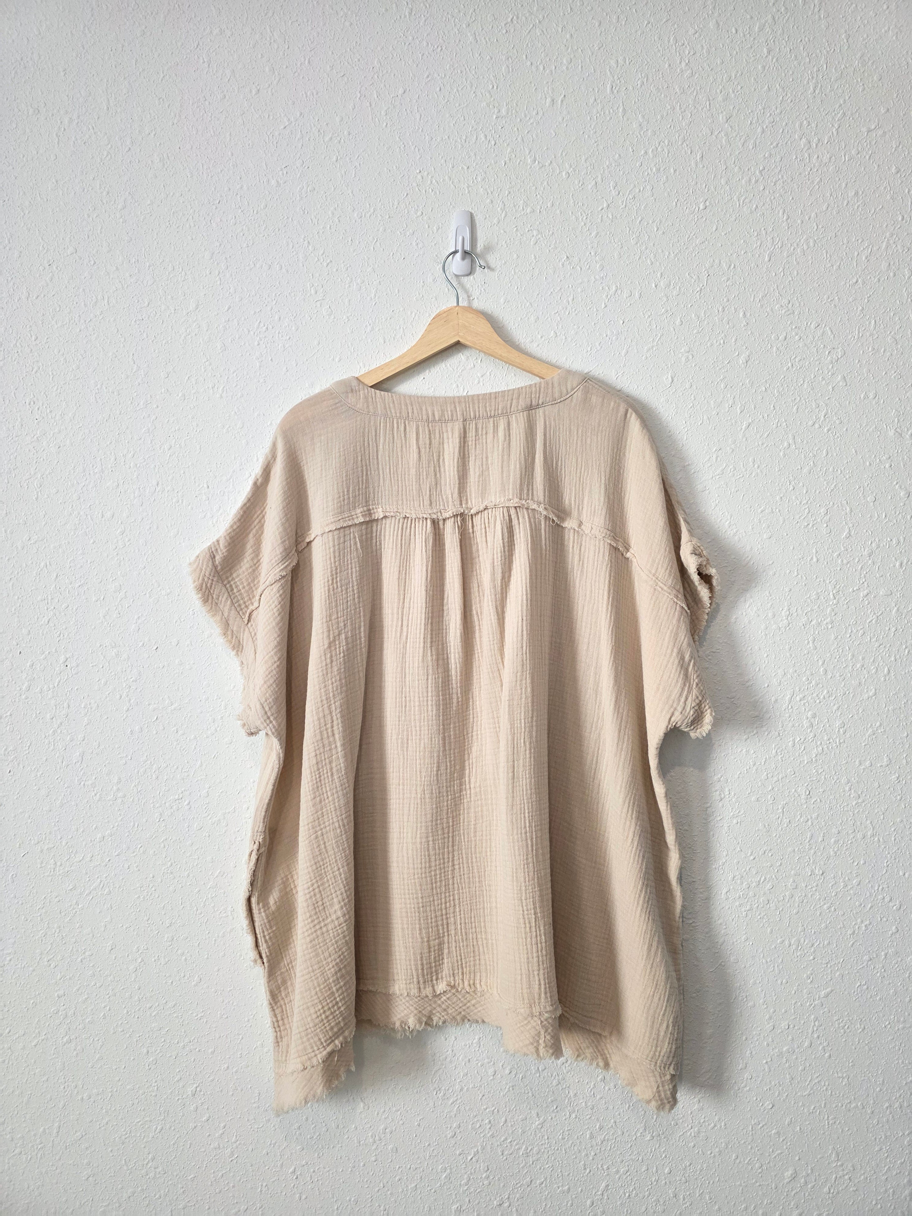 Zenana Neutral Cotton Gauze Top (3X)