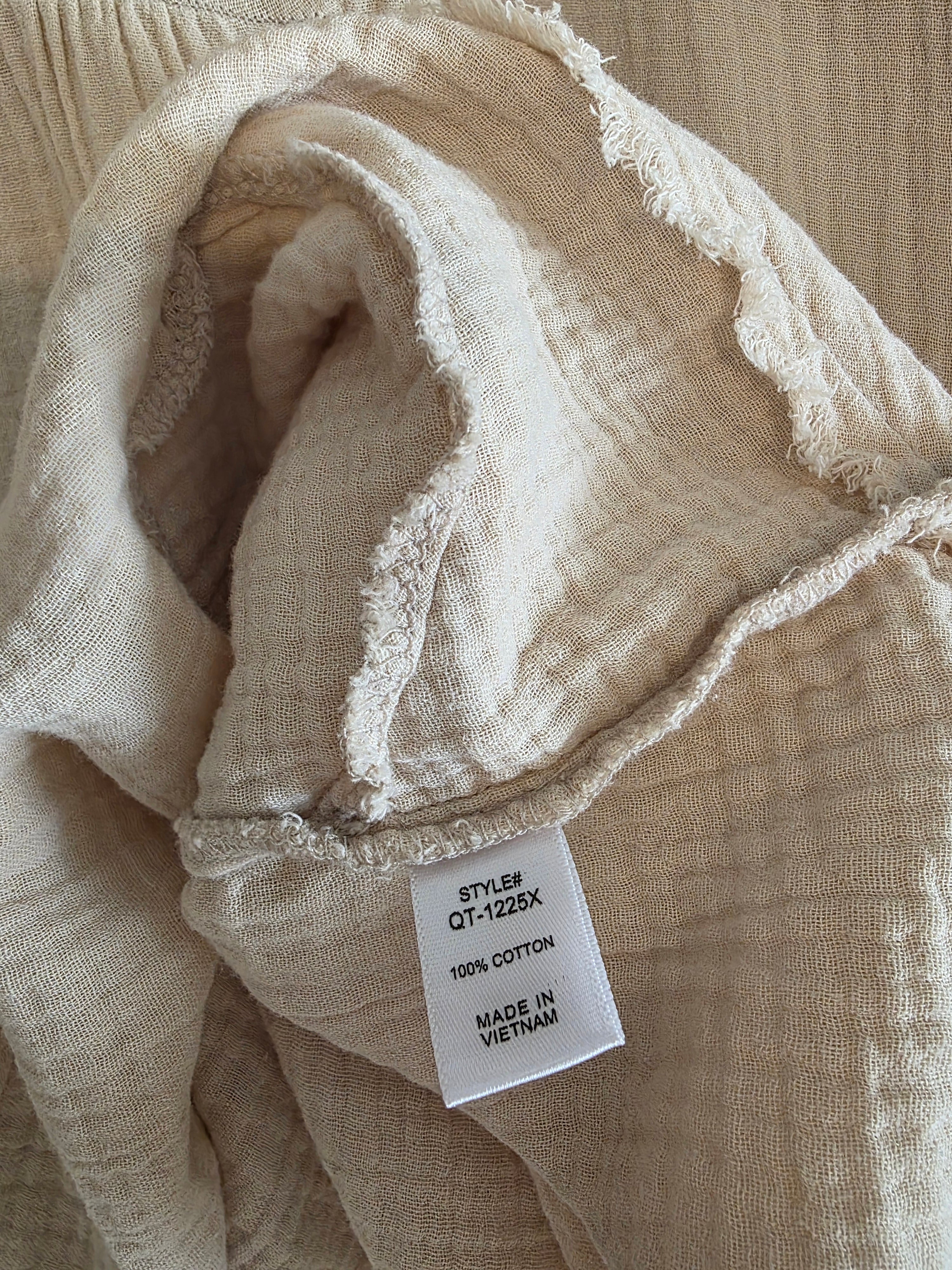 Zenana Neutral Cotton Gauze Top (3X)
